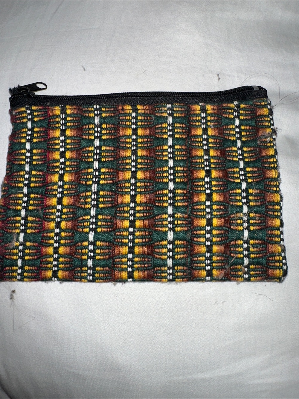 Handwoven Boho Zip Pouch Artisan Guatemalan Style Textile Clutch 6” x 4”